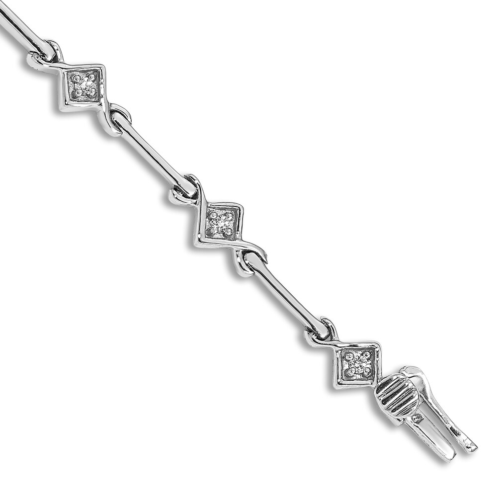 Diamond Bracelet 1/8 ct tw Round 14K White Gold 7.5\" PkdtfG86