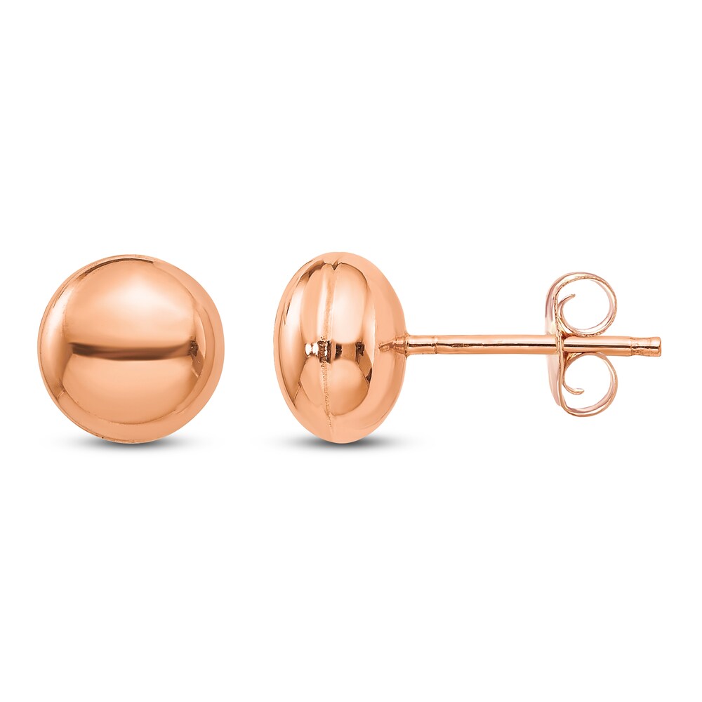 Button Stud Earrings 14K Rose Gold 8MM Pnr5rlXM