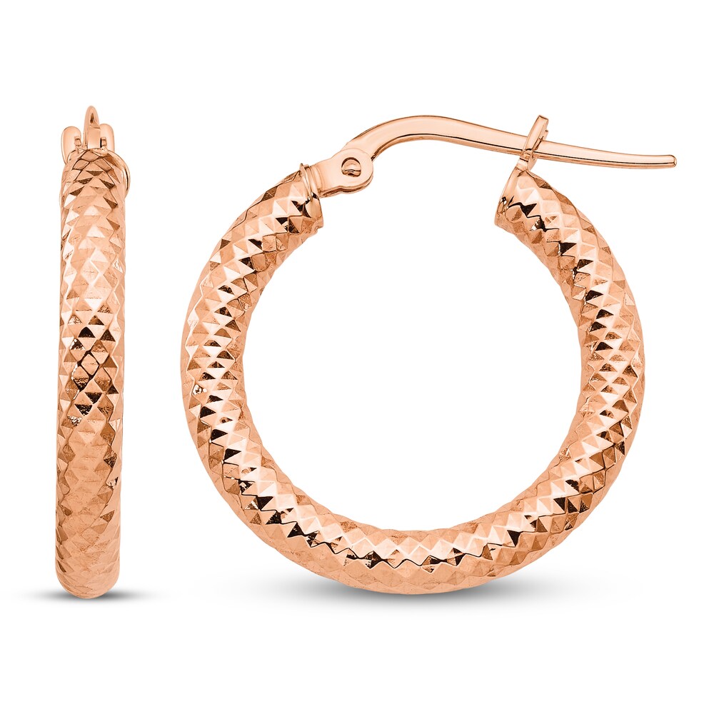 Diamond-Cut Hoop Earrings 14K Rose Gold Pon3bhnR