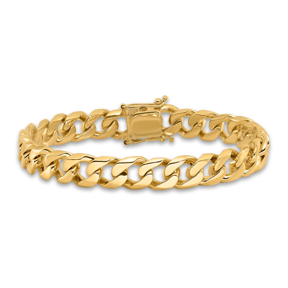 Men's Curb Chain Bracelet 14K Yellow Gold 9.7mm 8" PpYIqaGn
