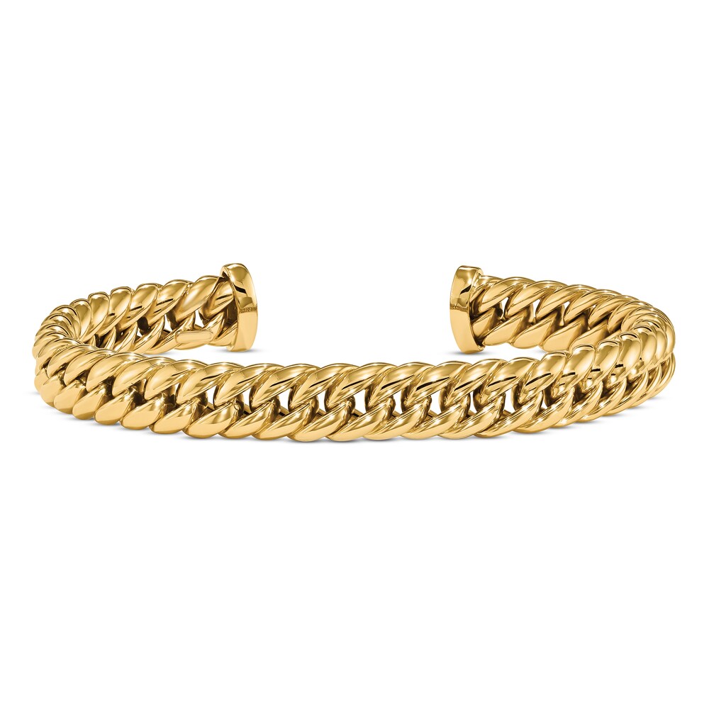 Fancy Link Cuff Bangle Bracelet 14K Yellow Gold Pq4De4nH