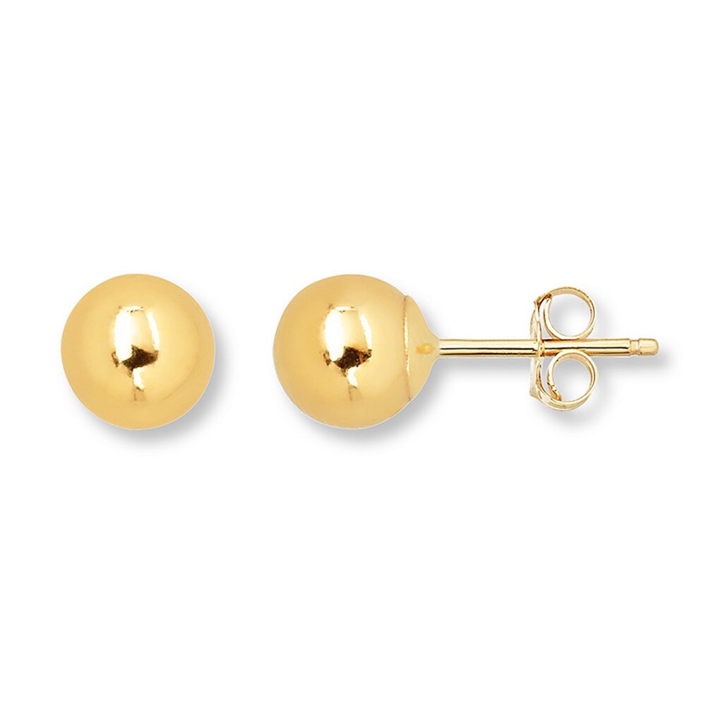 Ball Stud Earrings 6mm 14K Yellow Gold Psu05elQ