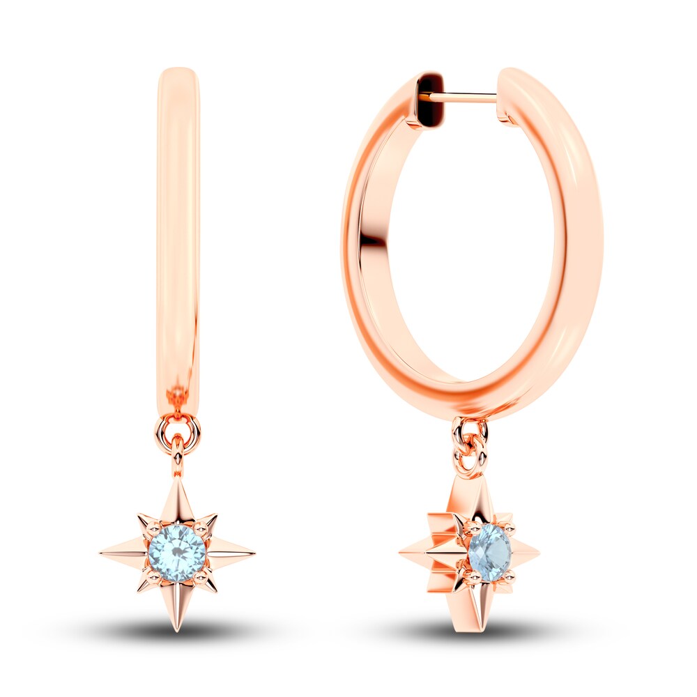 Juliette Maison Natural Aquamarine Starburst Hoops 10K Rose Gold Q2wCj9MQ