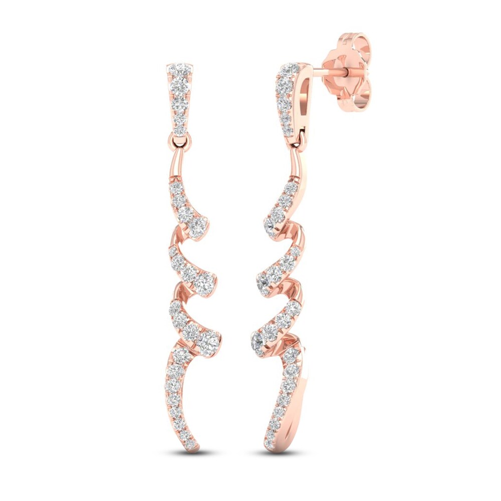 Diamond Dangle Earrings 1/2 ct tw Round 10K Rose Gold QA0CcS66