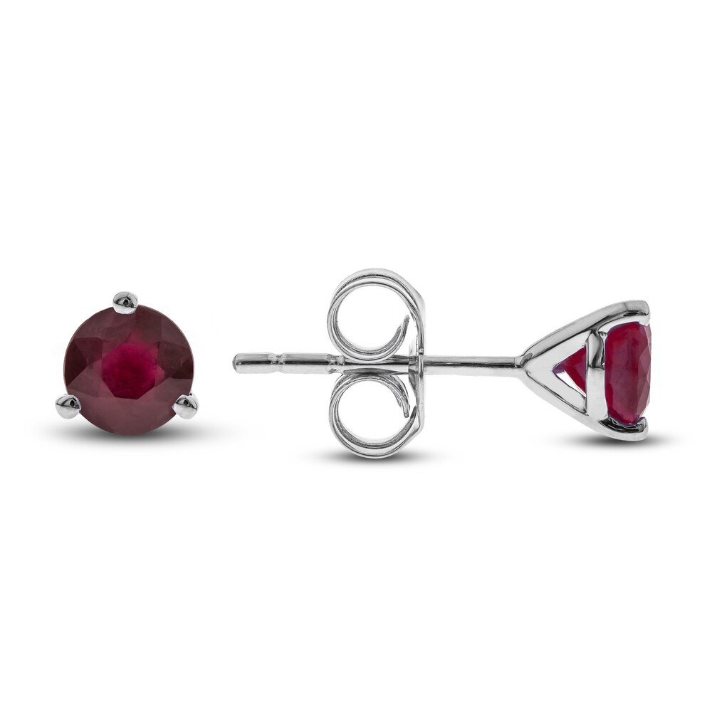 Natural Ruby Martini Stud Earrings 14K White Gold QIGBF9yK