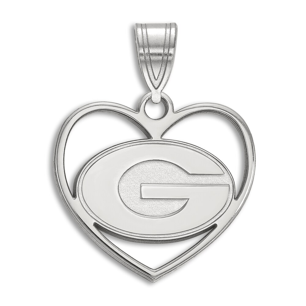 University of Georgia Heart Necklace Charm Sterling Silver QMZTu7lZ
