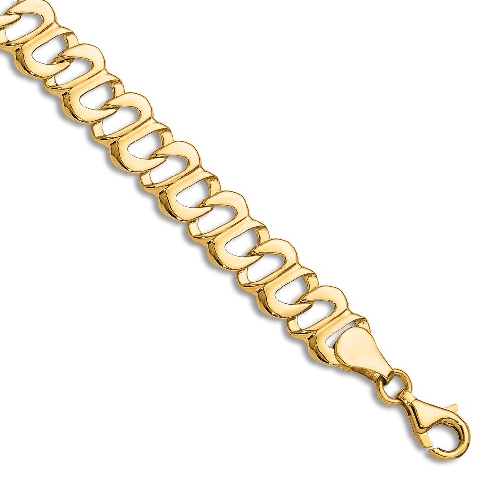 Men's High-Polish Link Chain Bracelet 14K Yellow Gold 8.75" QNLZXH8T