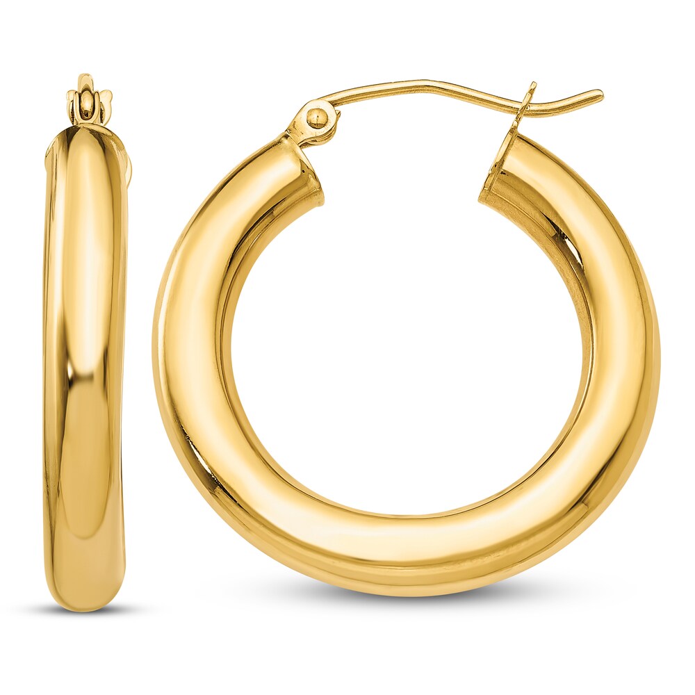 Lightweight Tube Hoop Earrings 14K Yellow Gold QVKzECHe