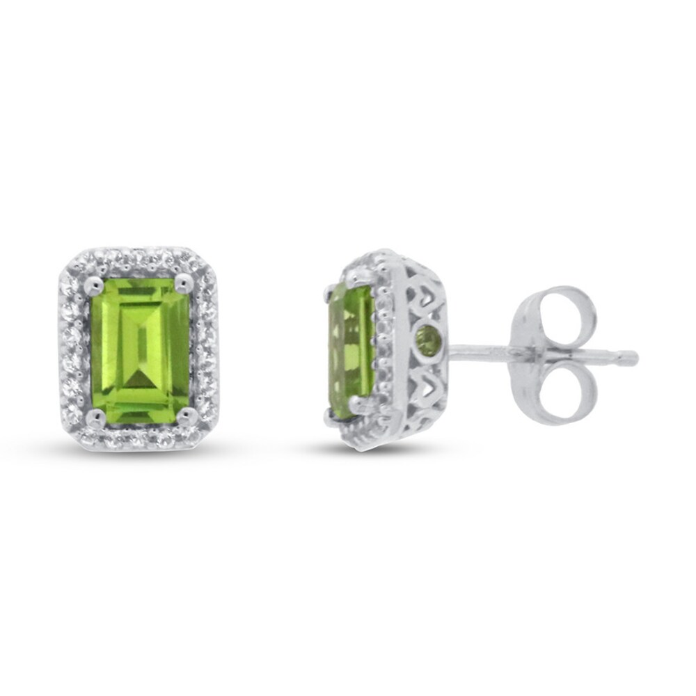 Peridot & White Topaz Earrings 10K White Gold QaIuANBK