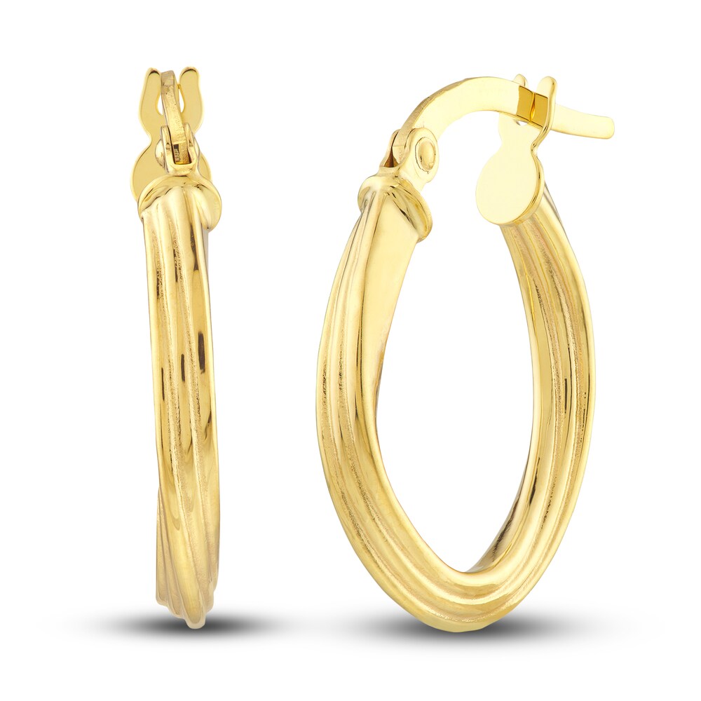 Polished Oval Twist Hoop Earrings 14K Yellow Gold 16mm QeEaCyS1