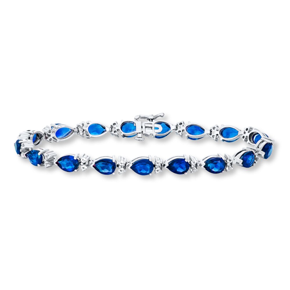 Lab-Created Sapphires Blue & White Sterling Silver Bracelet Qk27qUXK