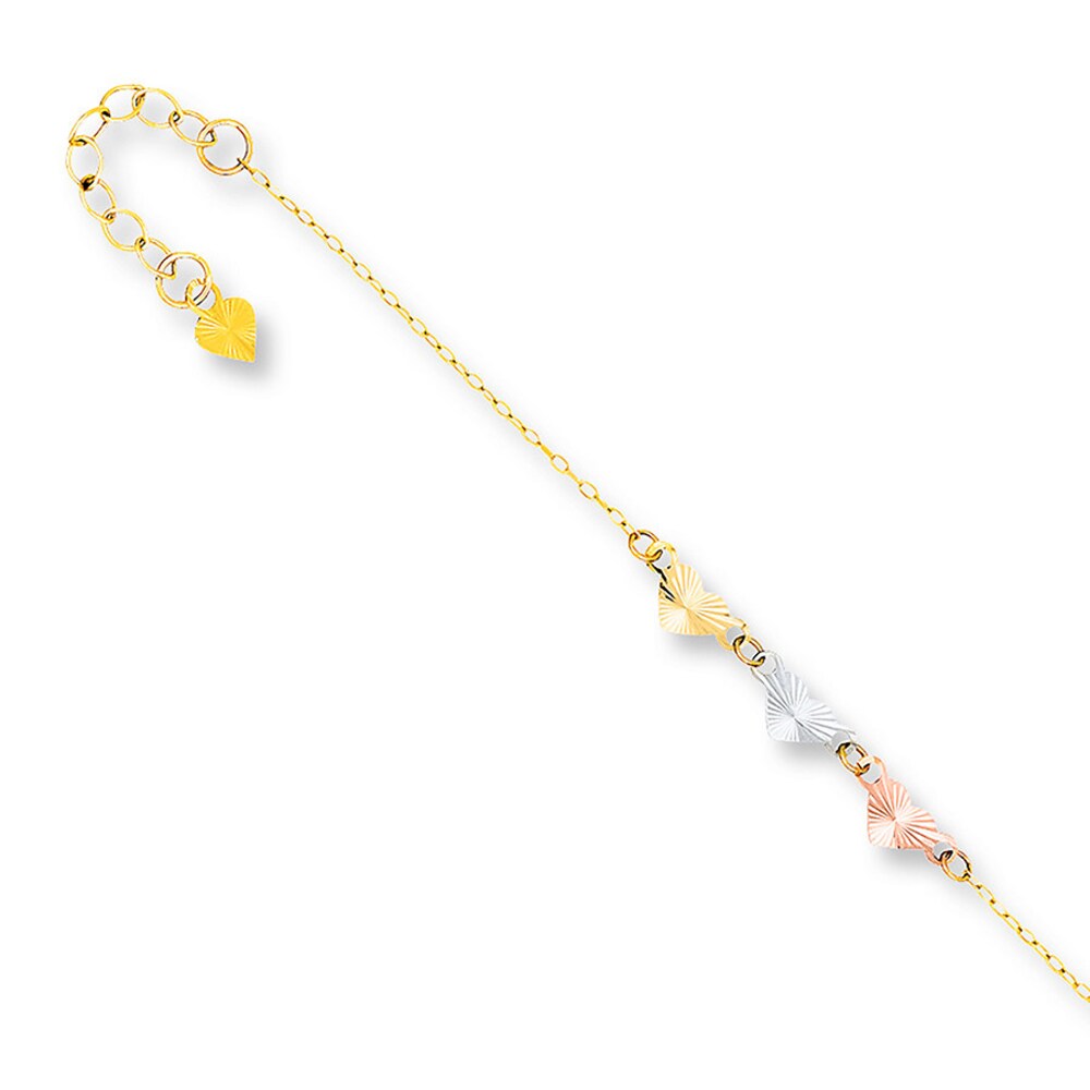 Heart Anklet 14K Tri-Color Gold QkNjRU7M