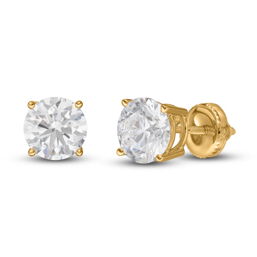 Lab-Created Diamond Stud Earrings 3 ct tw Round 14K Yellow Gold (SI2/F) Qmk2kC7M