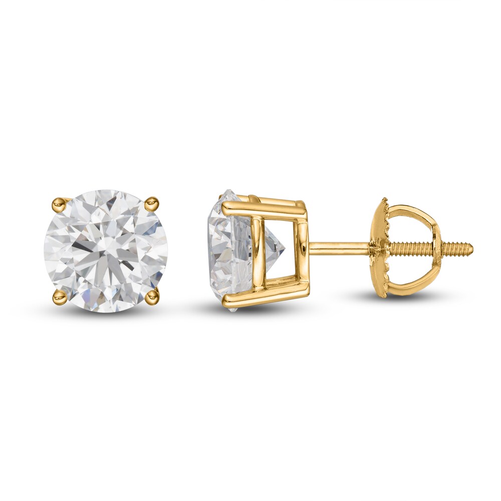 Lab-Created Diamond Stud Earrings 3 ct tw Round 14K Yellow Gold (SI2/F) Qmk2kC7M