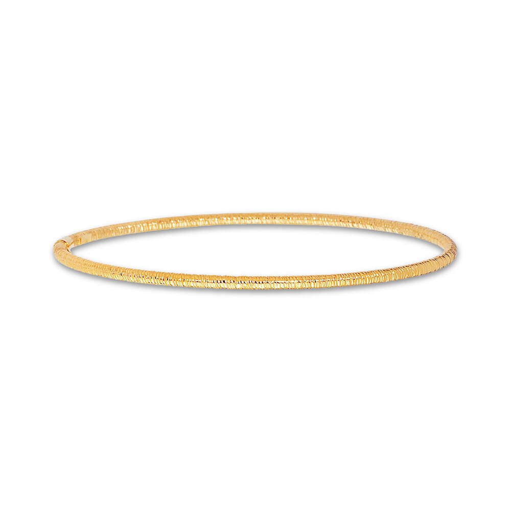 Textured Stackable Bangle Bracelet 14K Yellow Gold 8" QnaLsojH