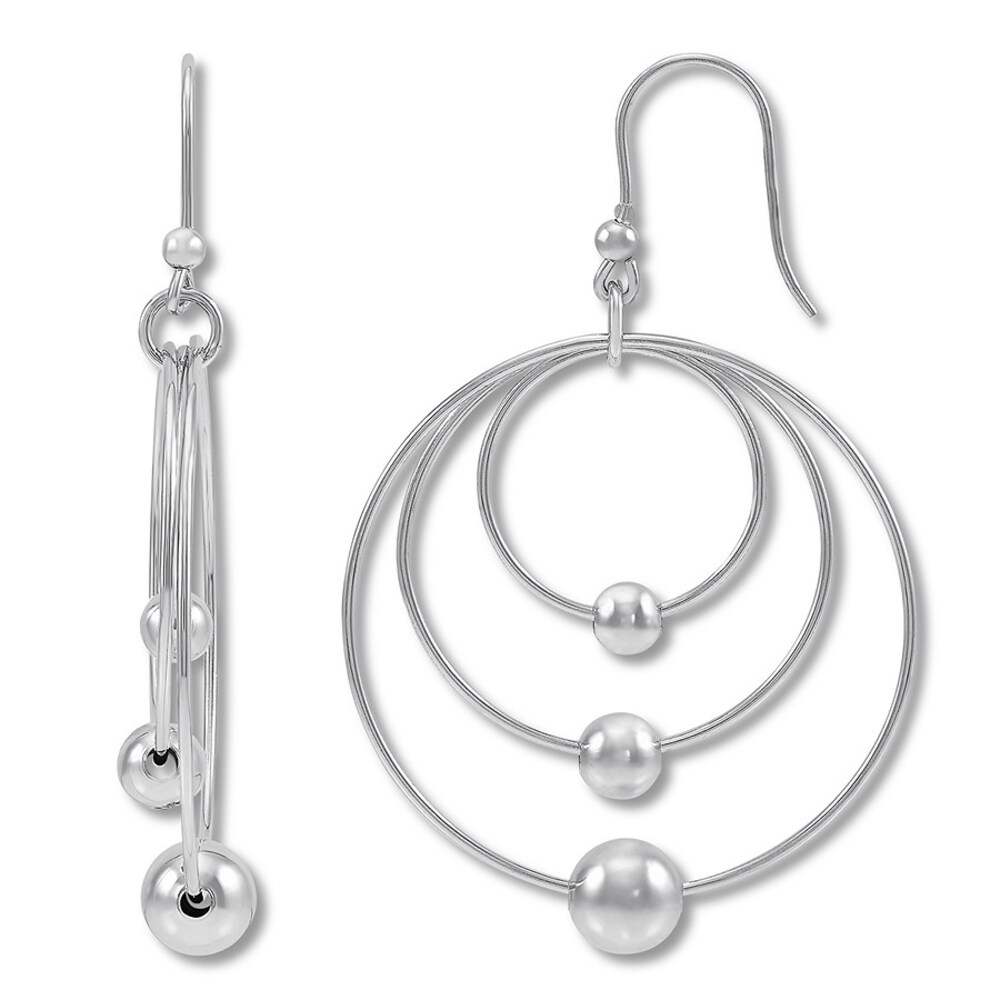 Circle & Bead Dangle Earrings Sterling Silver Qp2OAfjN
