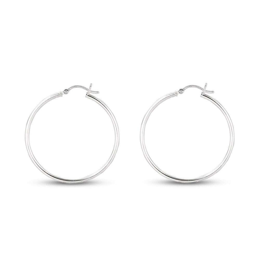 Hoop Earrings Sterling Silver 35mm QpLYD0Vn