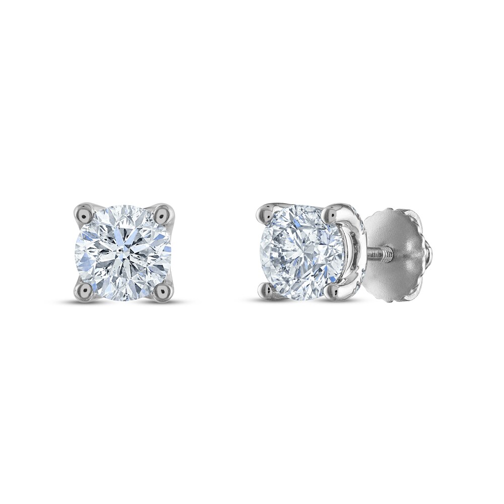 Royal Asscher Diamond Solitaire Stud Earrings 1-1/2 ct tw Round 14K White Gold (SI2/I) QrBJ1hfi