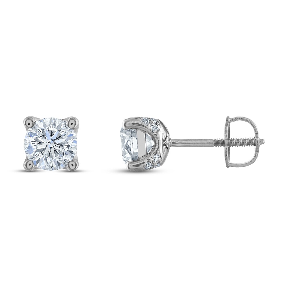 Royal Asscher Diamond Solitaire Stud Earrings 1-1/2 ct tw Round 14K White Gold (SI2/I) QrBJ1hfi
