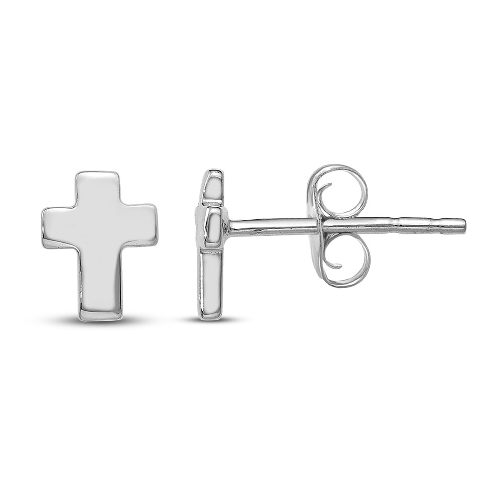 Cross Stud Earrings 14K White Gold Qsk0MMgR