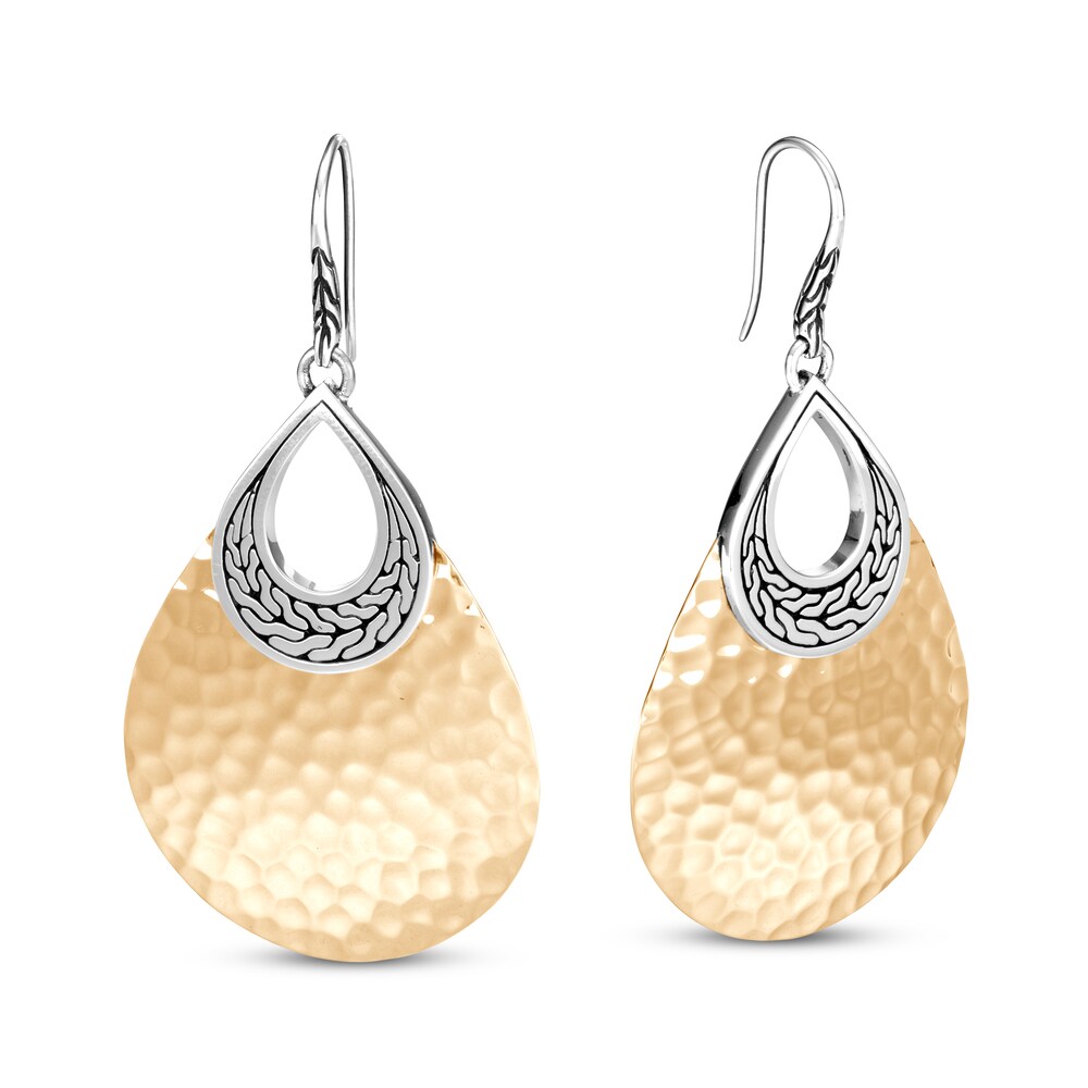 John Hardy Classic Chain Hammered Drop Earrings Sterling Silver/18K Yellow Gold QuJXu23T
