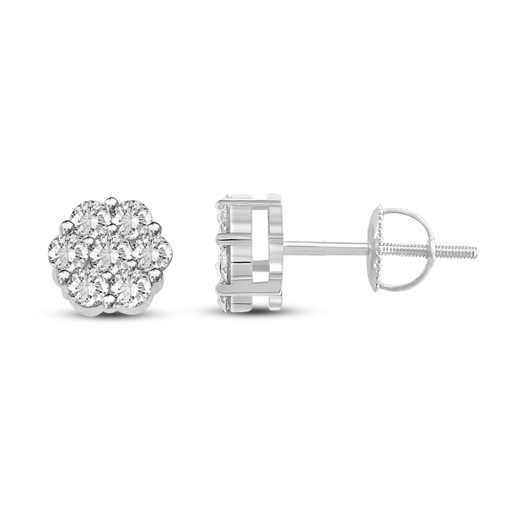 Diamond Stud Earrings 1-1/2 ct tw Round 14K White Gold Qwq0ITrg