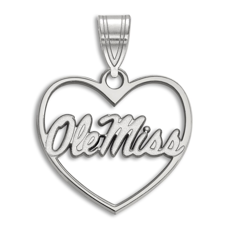 University of Mississippi Heart Necklace Charm Sterling Silver QypfbwAF