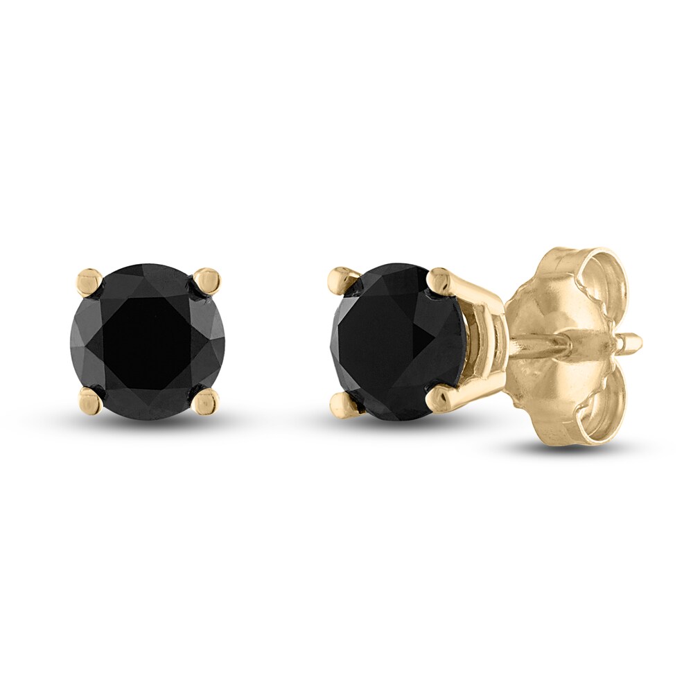 Black Diamond Solitaire Earrings 1/4 ct tw Round 10K Yellow Gold QzIjDZQV