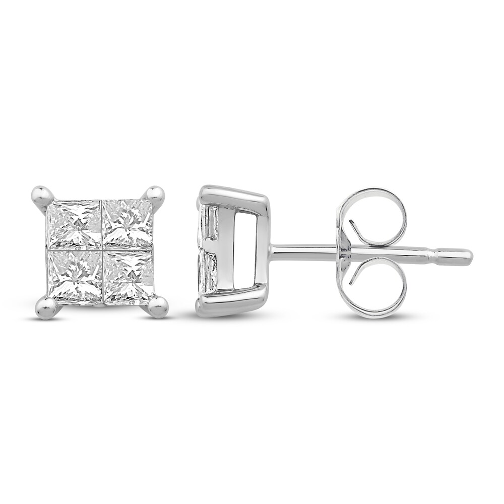 Diamond Stud Earrings 7/8 ct tw Round 10K White Gold R1M8HgxI