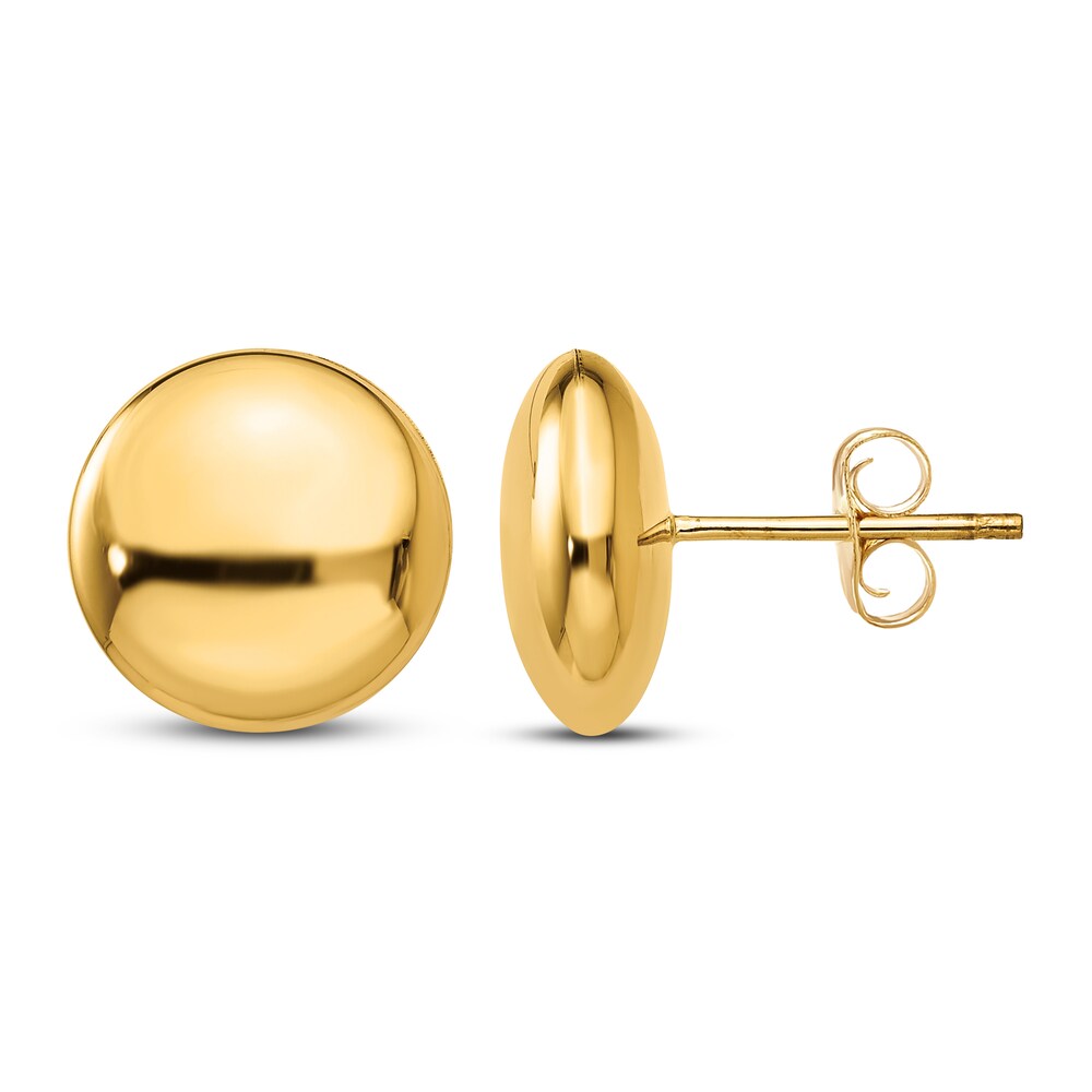 Button Stud Earrings 14K Yellow Gold R9OwOZ7P