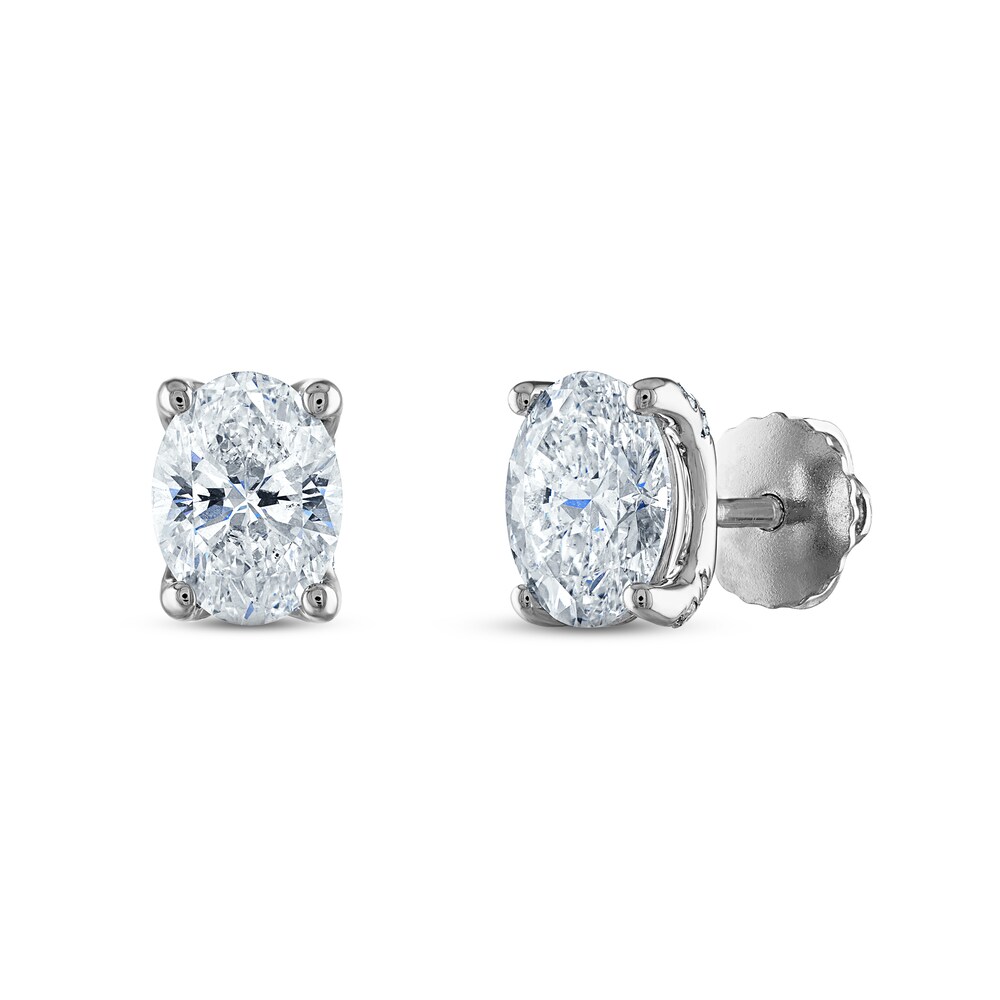 Royal Asscher Diamond Solitaire Stud Earrings 1-1/2 ct tw Oval 14K White Gold (SI2/I) R9WJzi5c