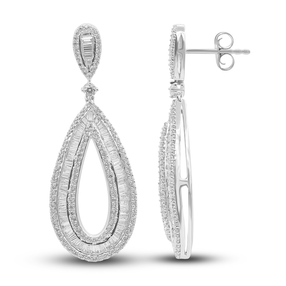 Diamond Dangle Earrings 2 ct tw Round 14K White Gold R9s1f2LX