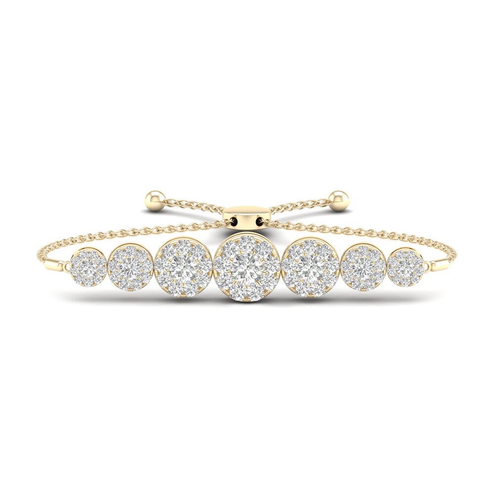 Diamond Bolo Bracelet 1 ct tw Round 10K Yellow Gold 7" RAOA44bg