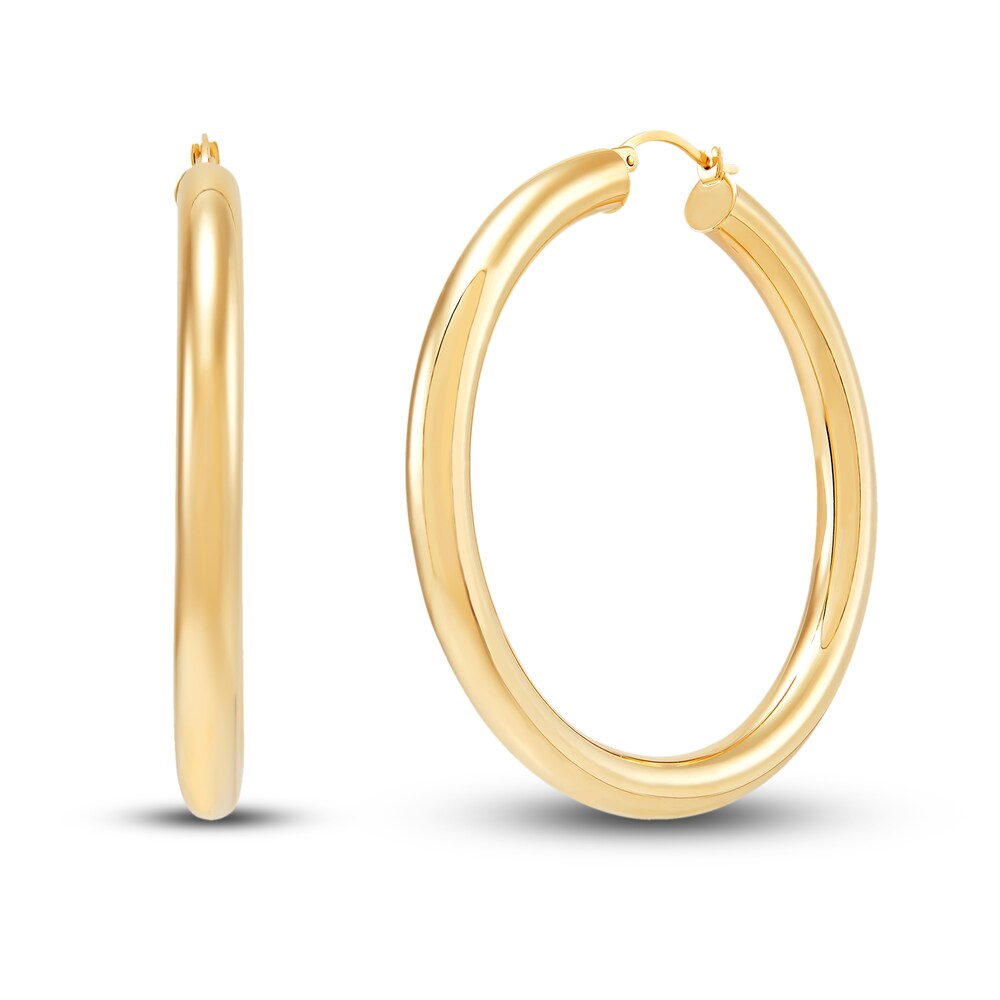 Round Tube Hoop Earrings 14K Yellow Gold RB0gy1cY