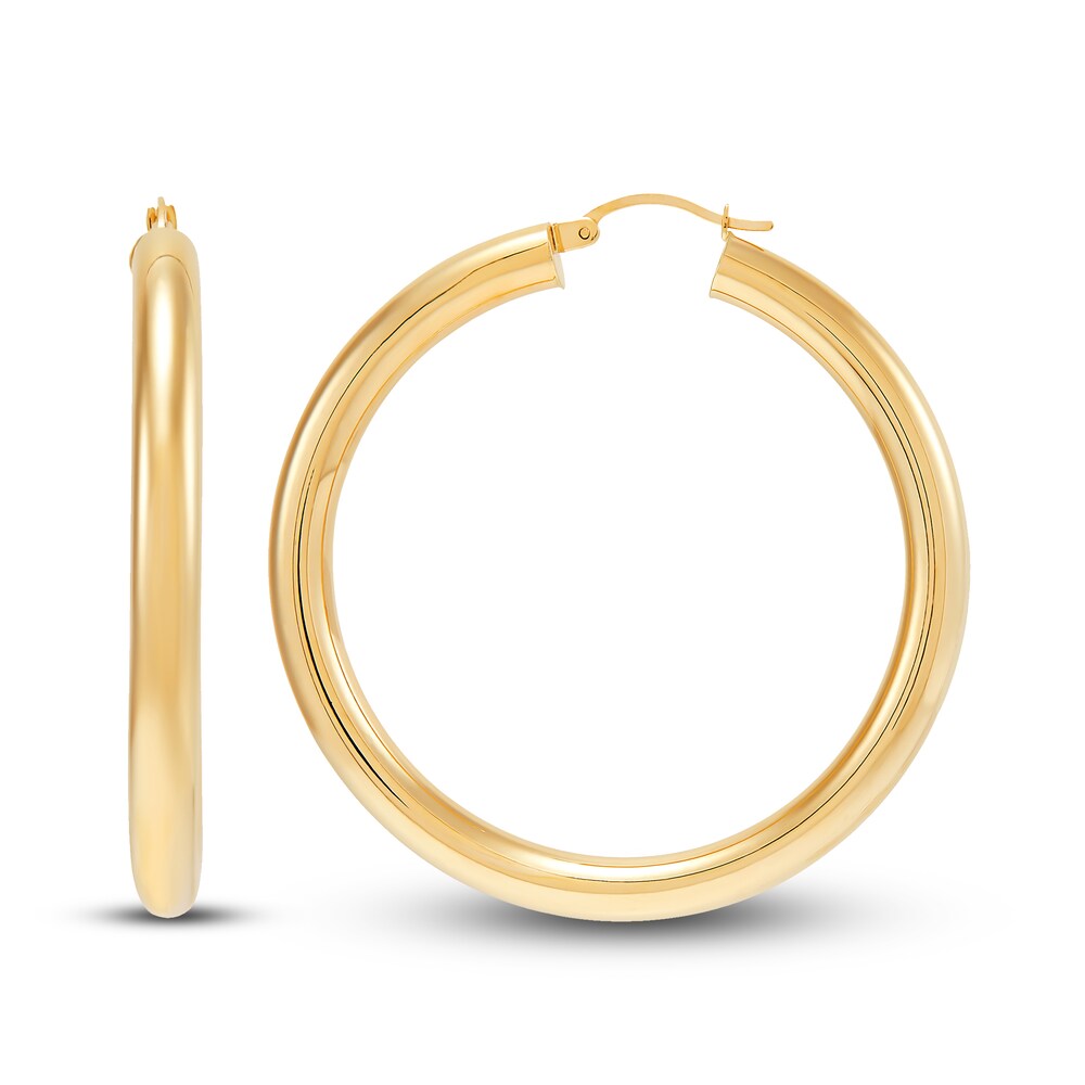 Round Tube Hoop Earrings 14K Yellow Gold RB0gy1cY