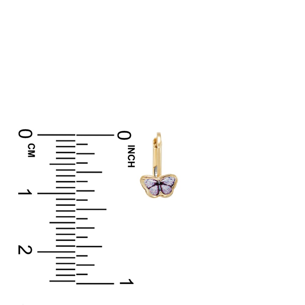 Butterfly Stud Earrings Purple Enamel 14K Yellow Gold RBASGhYe