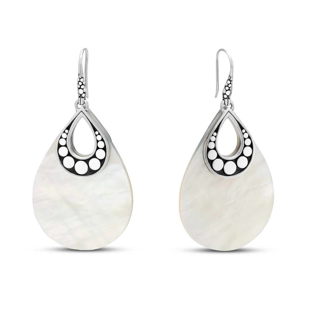 John Hardy Dot Drop Earrings White Mother of Pearl Sterling Silver RBdSY0iL