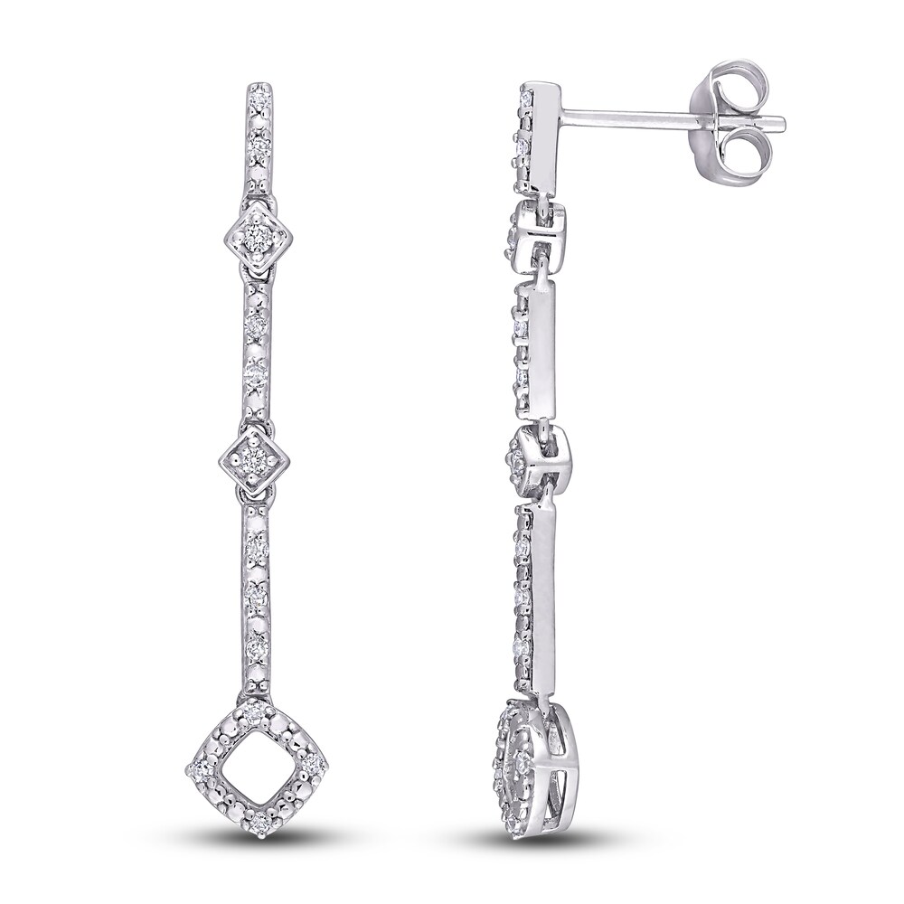 Diamond Drop Earrings 1/6 ct tw Round 10K White Gold RGuJUP6j