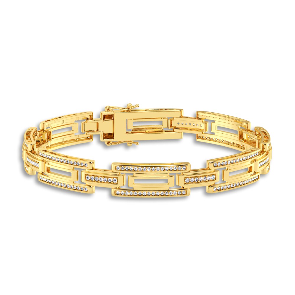 Men's Diamond Bracelet 1 ct tw Round 14K Yellow Gold 8.5" RH51tVIG