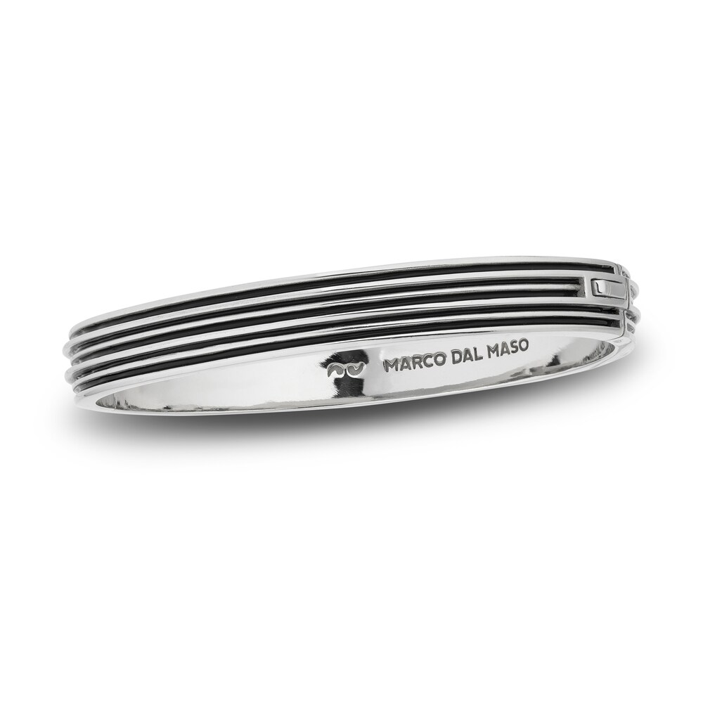 Marco Dal Maso Men's Acies Wide Bangle Bracelet Black Enamel Sterling Silver 7" RJSw0pE5