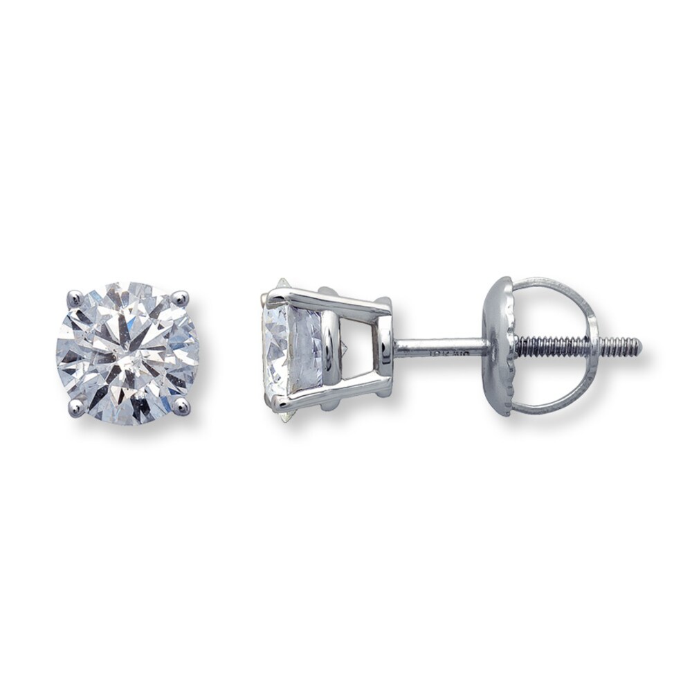 Diamond Solitaire Earrings 1-1/4 ct tw Round-cut 14K White Gold (I2/I) RJkx4YQw