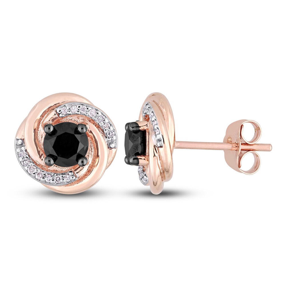 Black & White Diamond Earrings 1 ct tw Round 10K Rose Gold RKbC7mMo