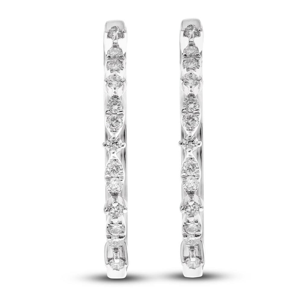 Diamond Hoop Earrings 1/5 ct tw Round 14K White Gold RMl0fVWo