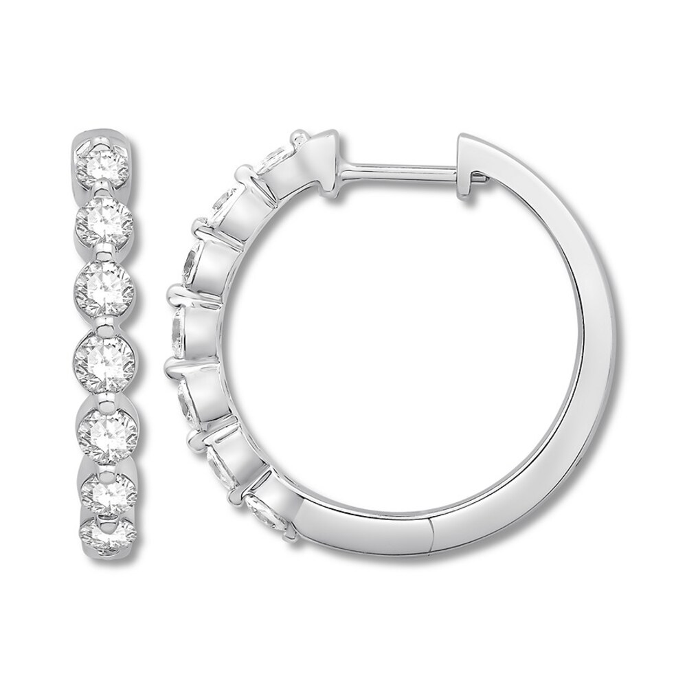 Colorless Diamond Hoop Earrings 1 ct tw 14K White Gold ROZIsv2e