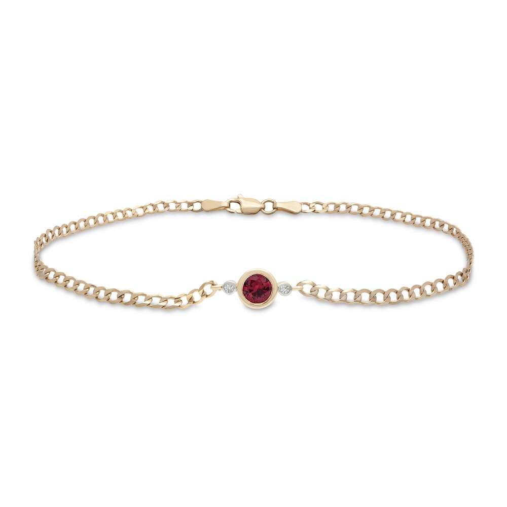 Lab-Created Ruby Anklet Diamond Accents 10K Yellow Gold RSBwNQf9