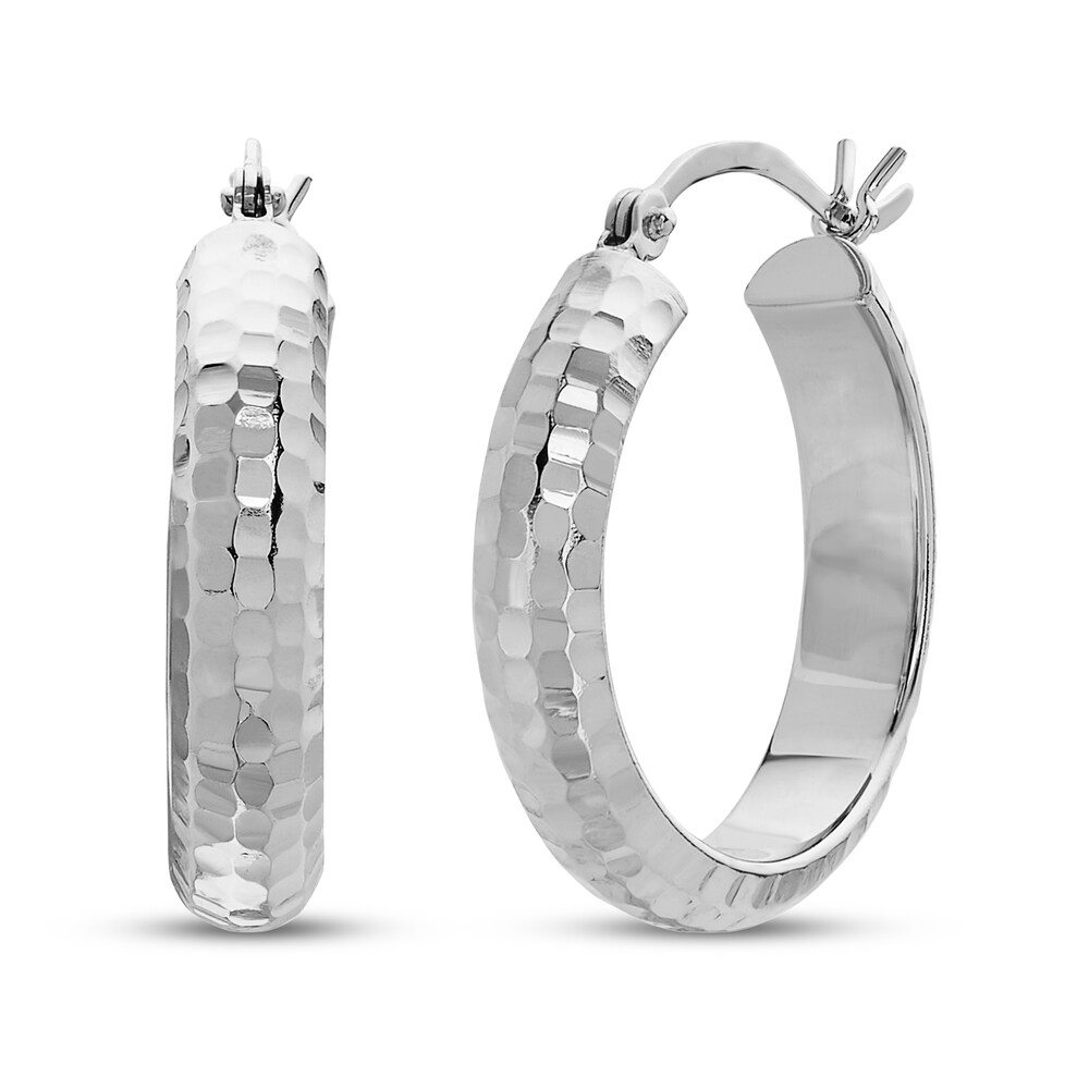 Round Hoop Earrings 14K White Gold RVYsbZOu