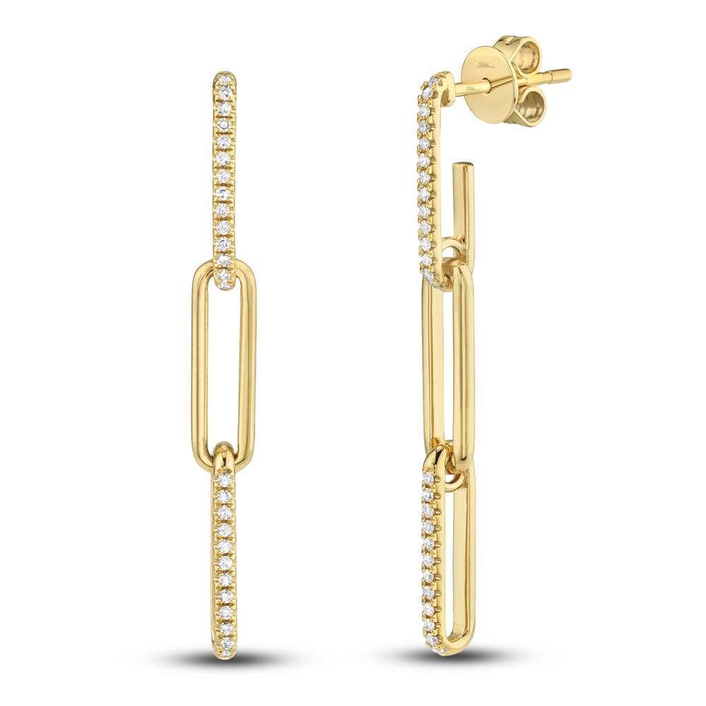 Shy Creation Diamond Paperclip Earrings 1/8 ct tw Round 14K Yellow Gold SC55009644 RYP9bkHk
