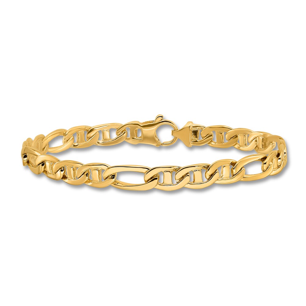 Men's Flat Anchor Link Bracelet 14K Yellow Gold 6.5mm 8.25" RdjKeWWo