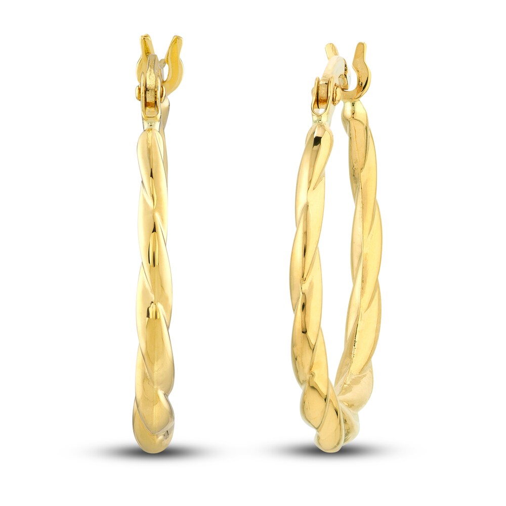 Round Twisted Hoop Earrings 14K Yellow Gold 20mm Respxb7n [Respxb7n]