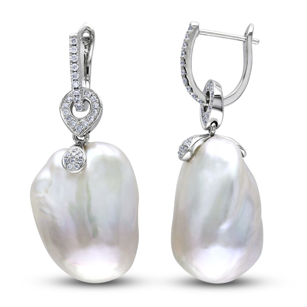 Cultured Freshwater Pearl Earrings 1/3 ct tw Round 14K White Gold Riog54ac